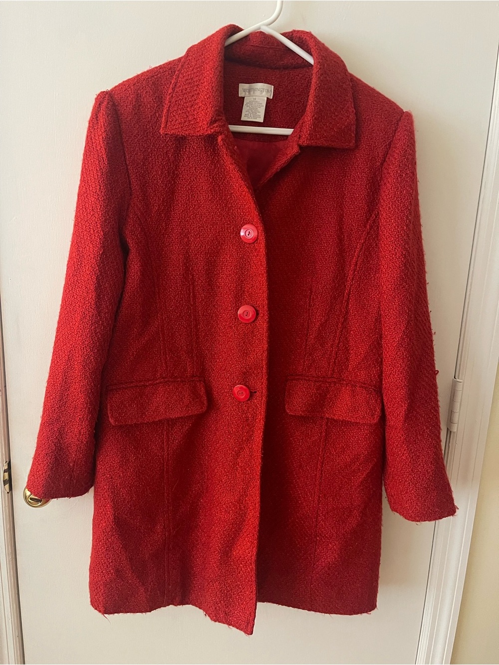 Worthington Chenille Long Red Women's Dress Coat